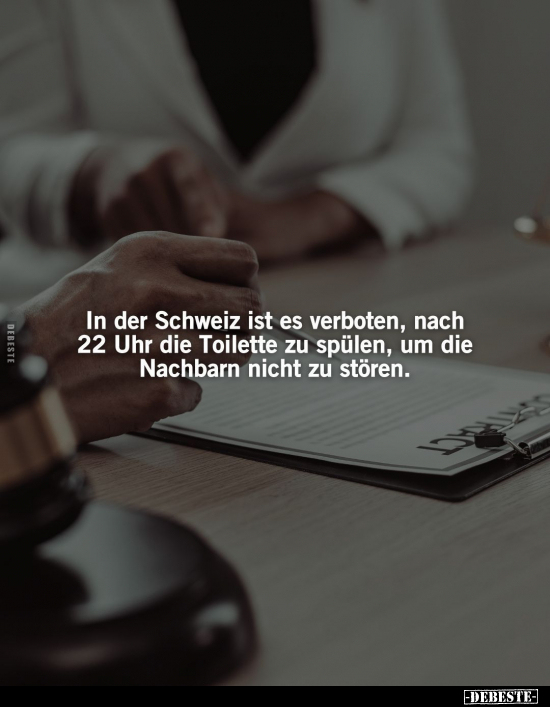 In der Schweiz ist es verboten, nach 22 Uhr die Toilette zu.. - Lustige Bilder | DEBESTE.de