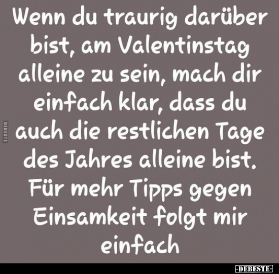 Wenn du traurig darüber bist, am Valentinstag alleine zu.. - Lustige Bilder | DEBESTE.de