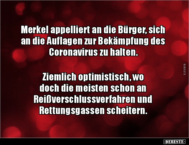 Merkel appelliert an die Bürger, sich an die Auflagen zur.. - Lustige Bilder | DEBESTE.de
