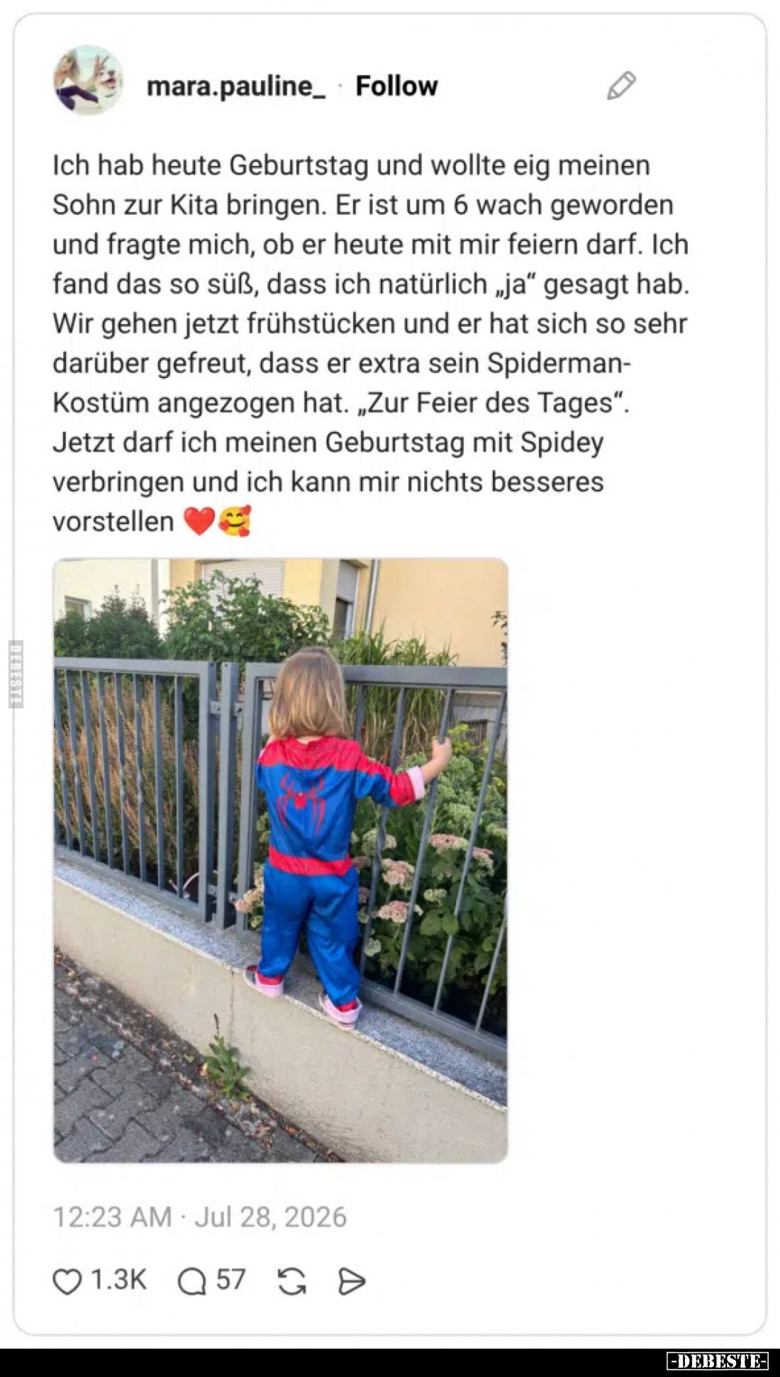 Ich hab heute Geburtstag und wollte eig meinen Sohn zur Kita bringen.
Er ist um 6 wach geworden und fragte mich, ob er heute...