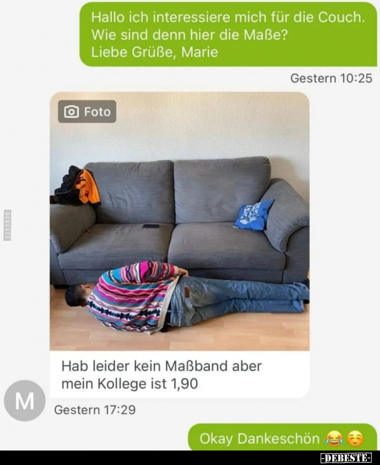 Hallo ich interessiere mich für die Couch. Wie sind denn.. - Lustige Bilder | DEBESTE.de