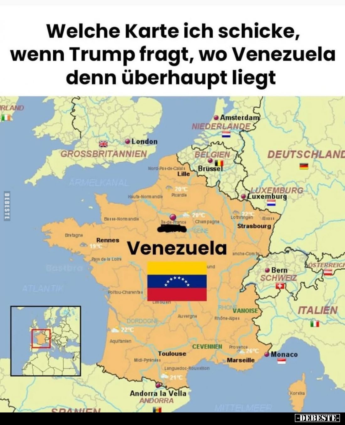 Welche Karte ich schicke, wenn Trump fragt, wo Venezuela denn überhaupt liegt.
