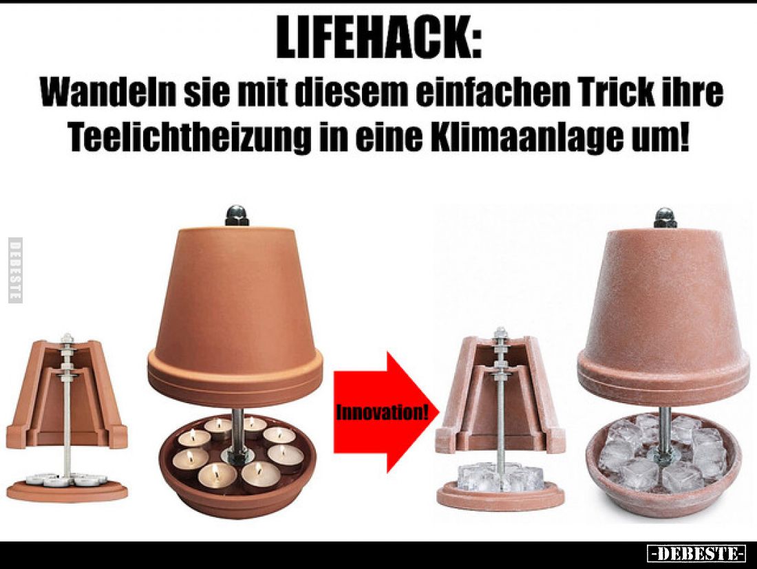 LIFEHACK:
Wandeln sie mit diesem einfachen Trick ihre Teelichtheizung in eine Klimaanlage um!