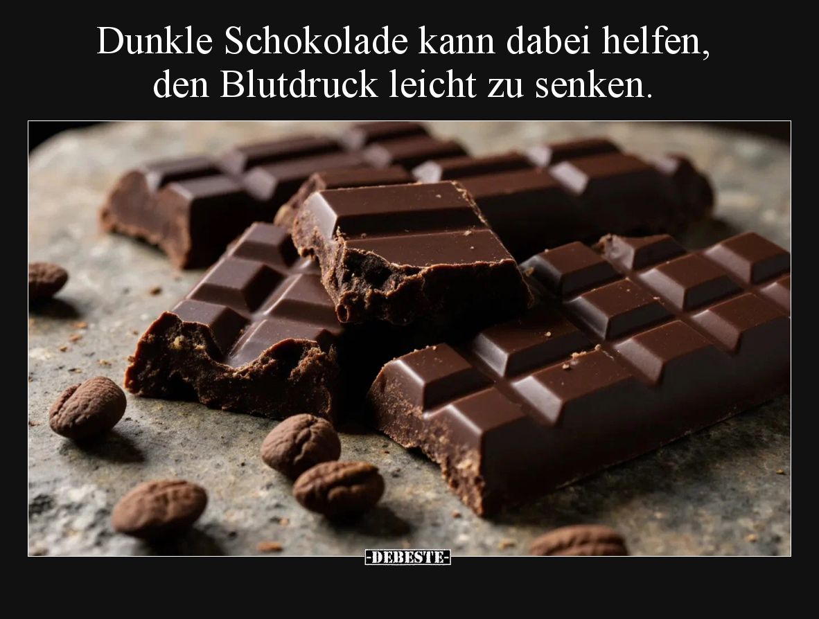 Dunkle Schokolade kann dabei helfen, den Blutdruck leicht zu senken.