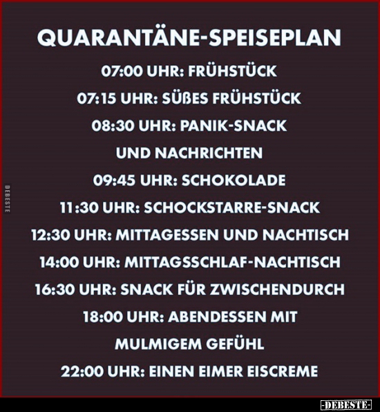 Quarantäne-Speiseplan..