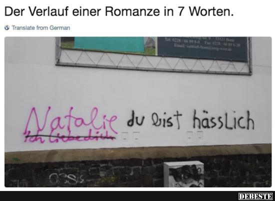 Der Verlauf einer Romanze in 7 Worten..