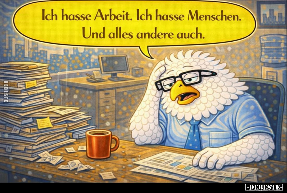 Ich hasse Arbeit. Ich hasse Menschen. Und alles andere auch.