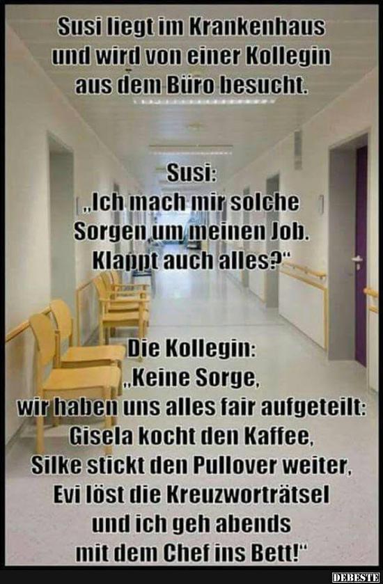 Susi liegt im Krankenhaus und wird von einer Kollegin.. - Lustige Bilder | DEBESTE.de