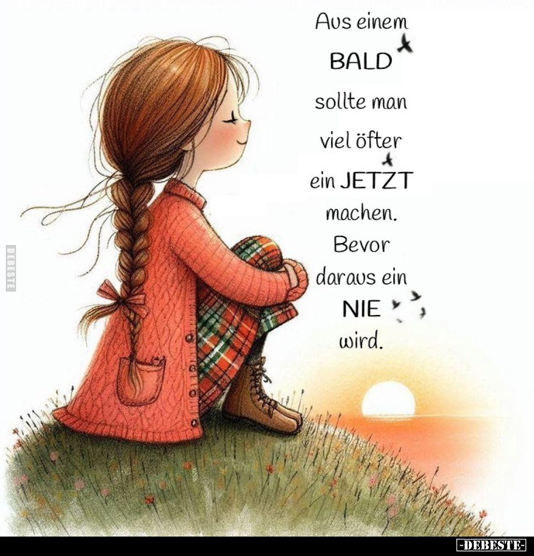 Aus einem BALD sollte man viel öfter ein JETZT machen.
Bevor daraus ein NIE wird.