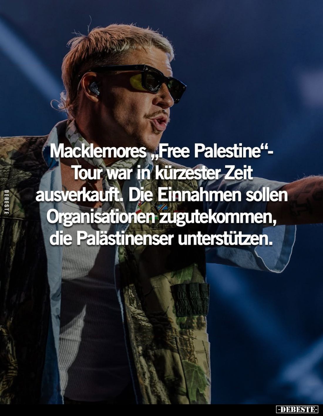 Macklemores "Free Palestine"-Tour war in kürzester Zeit ausverkauft. Die Einnahmen sollen Organisationen zugutekomm...