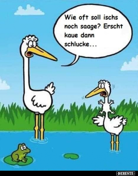 Wie oft soll ischs noch saage? Erscht kaue dann schlucke...