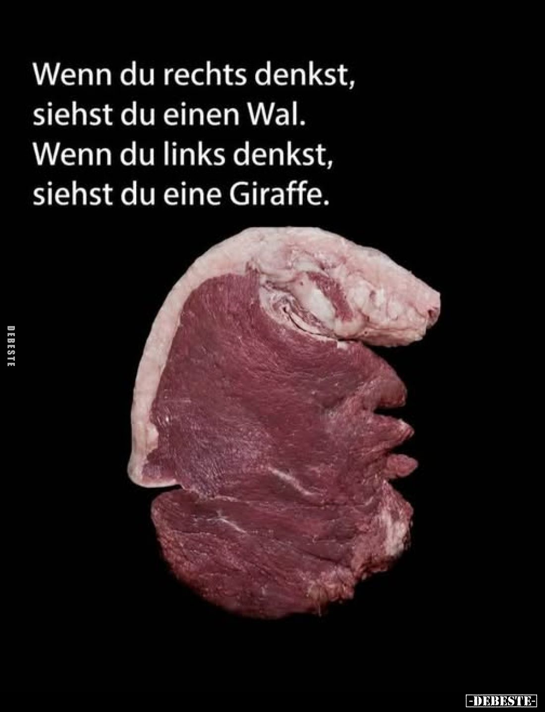 Wenn du rechts denkst, siehst du einen Wal. Wenn du links denkst, siehst du eine Giraffe.