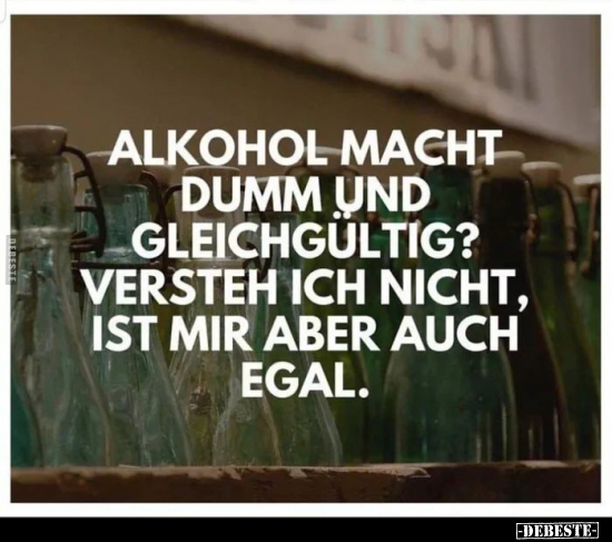 Alkohol macht dumm und gleichgültig? Versteh ich nicht, ist.. - Lustige Bilder | DEBESTE.de