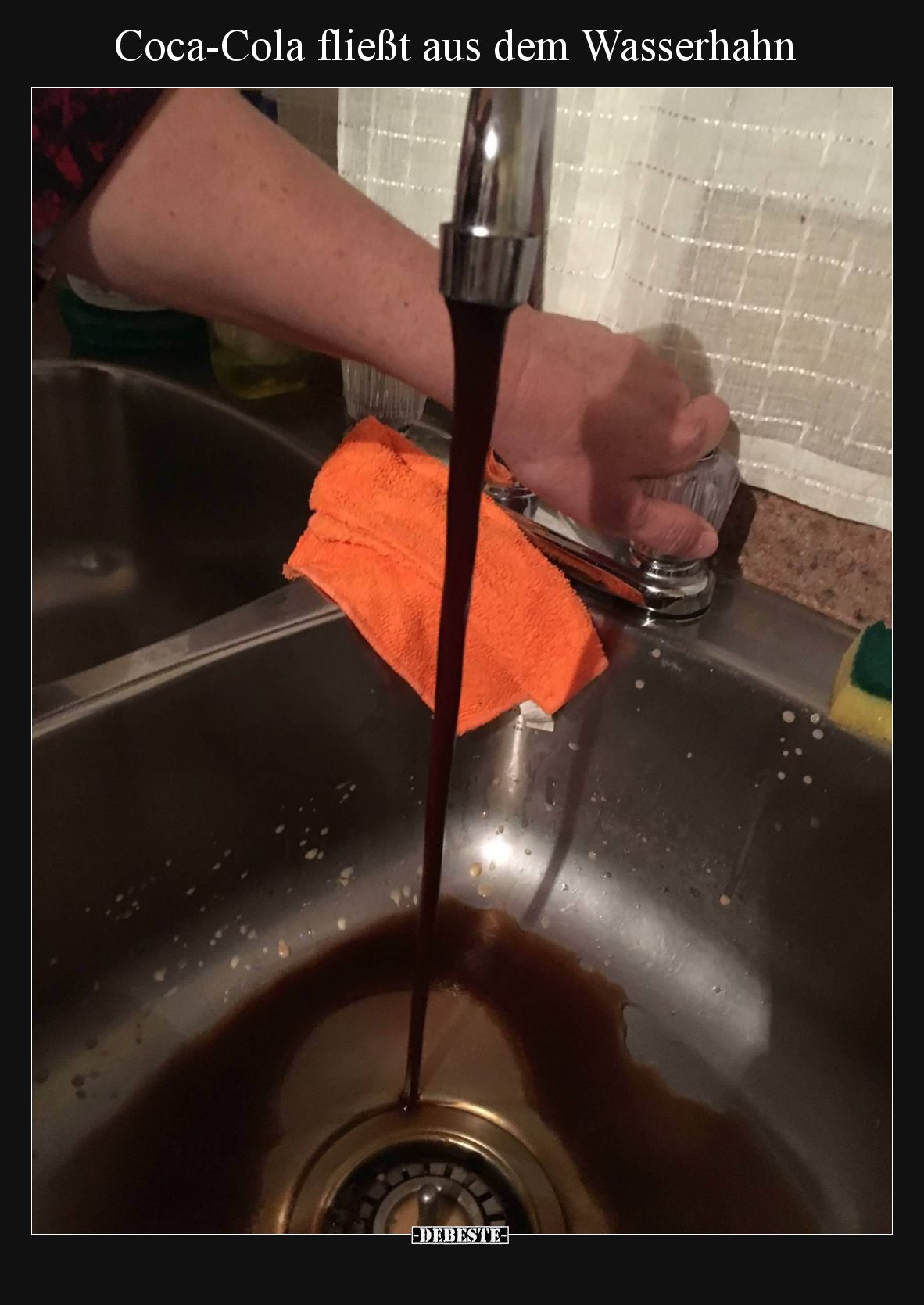 Coca-Cola fließt aus dem Wasserhahn