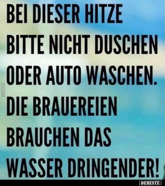 Bei dieser Hitze bitte nicht duschen oder Auto waschen.. - Lustige Bilder | DEBESTE.de