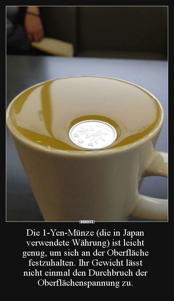 Die 1-Yen-Münze (die in Japan verwendete Währung) ist..
