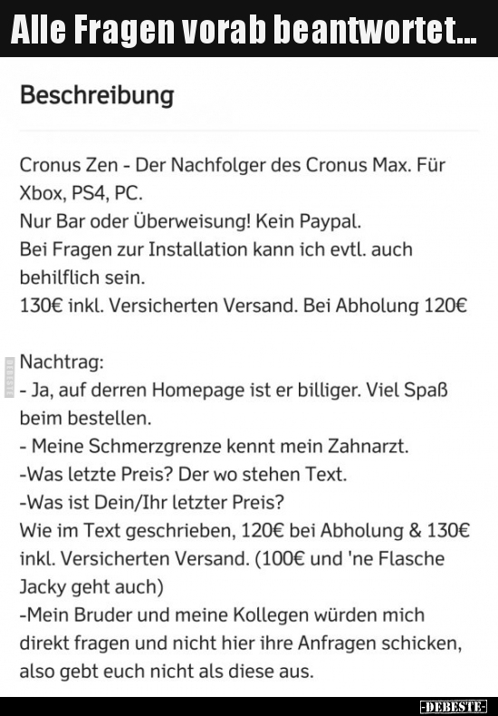 Alle Fragen vorab beantwortet...