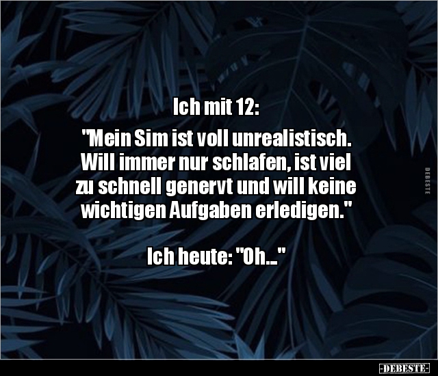 Ich mit 12: "Mein Sim ist voll unrealistisch. Will immer.." - Lustige Bilder | DEBESTE.de