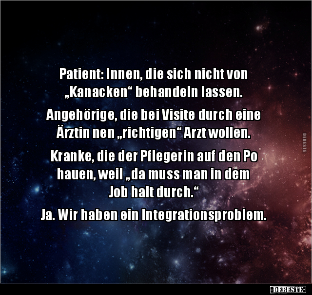 Patient: Innen, die sich nicht von "Kanacken" behandeln.. - Lustige Bilder | DEBESTE.de