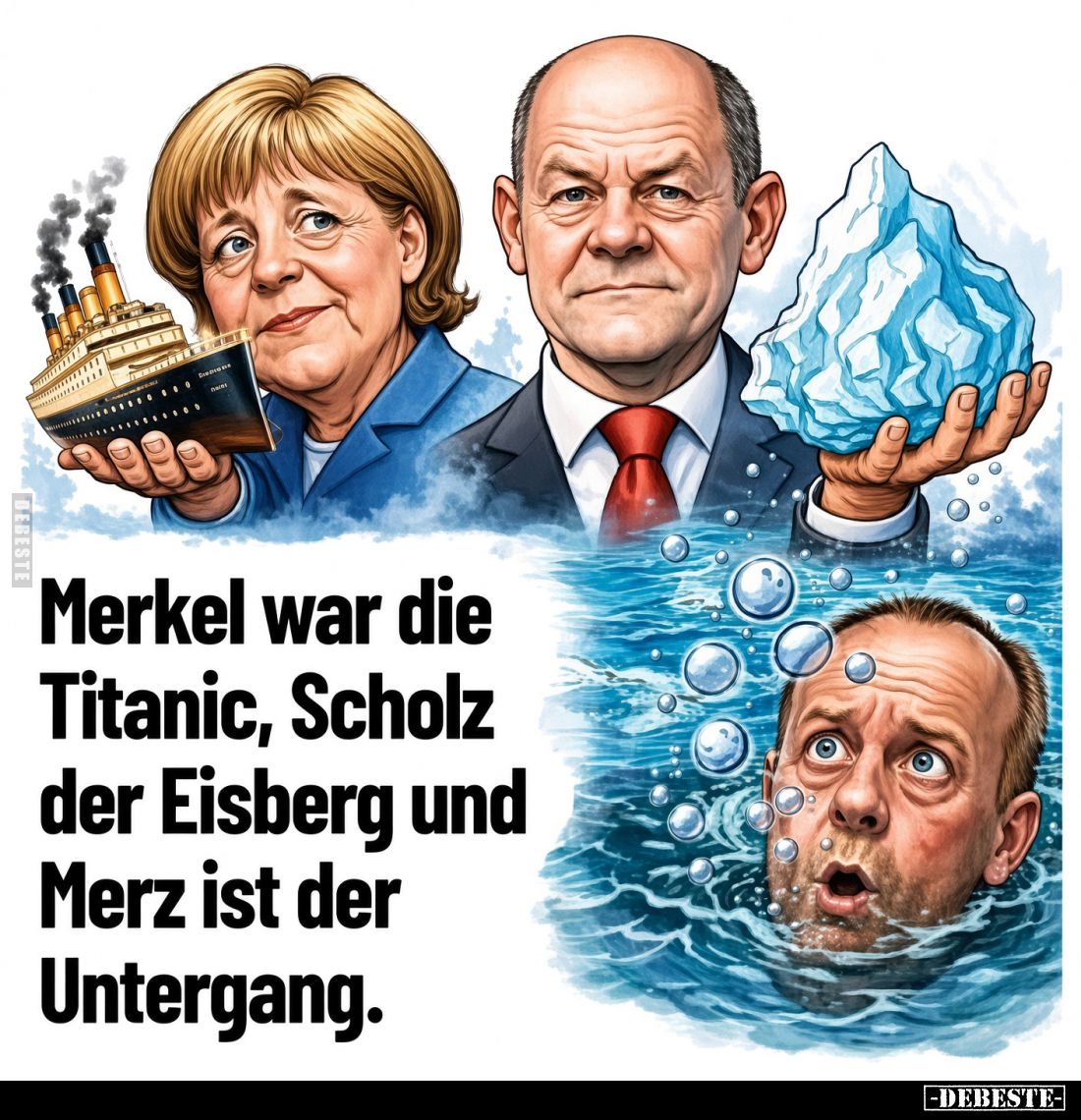 Merkel war die Titanic, Scholz der Eisberg und Merz ist der Untergang.