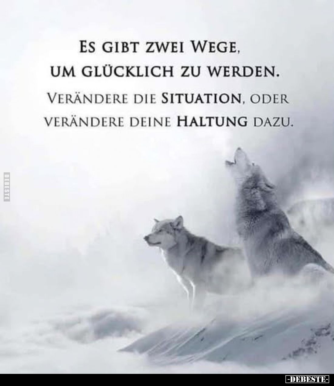 Es gibt zwei Wege, um glücklich zu werden.
Verändere die Situation, oder verändere deine Haltung dazu.