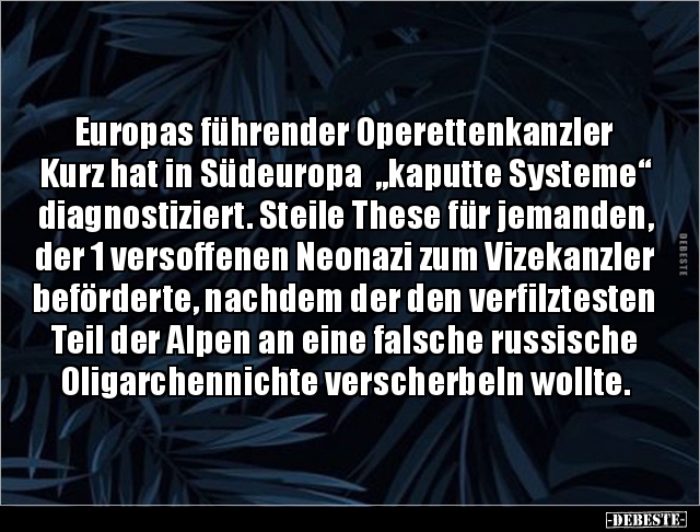 Europas führender Operettenkanzler Kurz hat in Südeuropa.. - Lustige Bilder | DEBESTE.de
