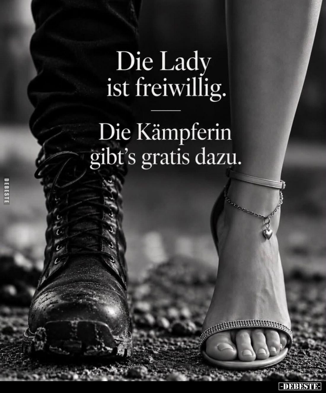 Die Lady ist freiwillig.

Die Kämpferin gibt's gratis dazu.