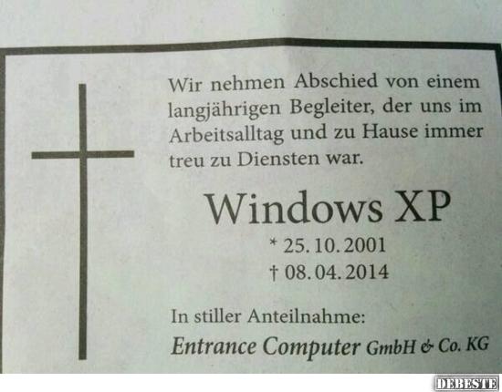 RIP Windows XP - Lustige Bilder | DEBESTE.de