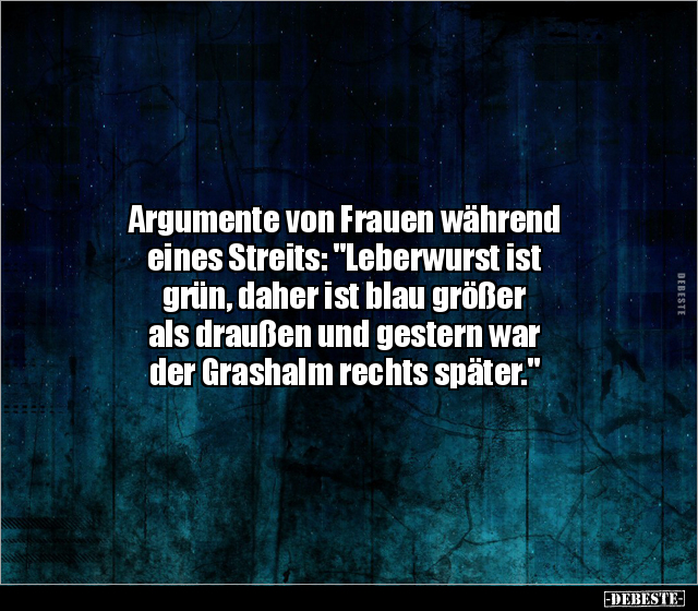 Argumente von Frauen während eines Streits: "Leberwurst.." - Lustige Bilder | DEBESTE.de