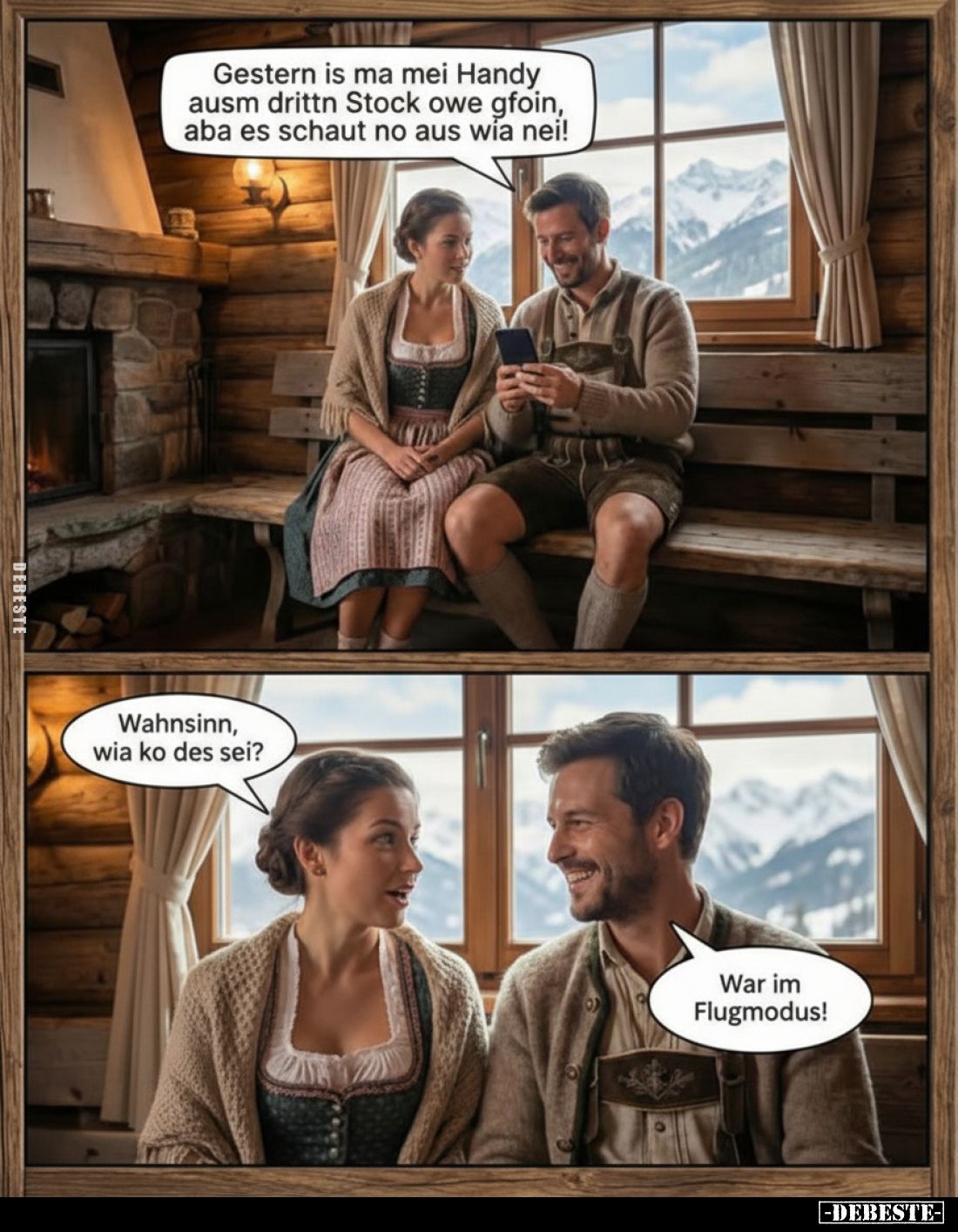 Gestern is ma mei Handy ausm drittn Stock owe gfoin, aba es schaut no aus wia nei!
-
Wahnsinn, wia ko des sei?
-
War im F...