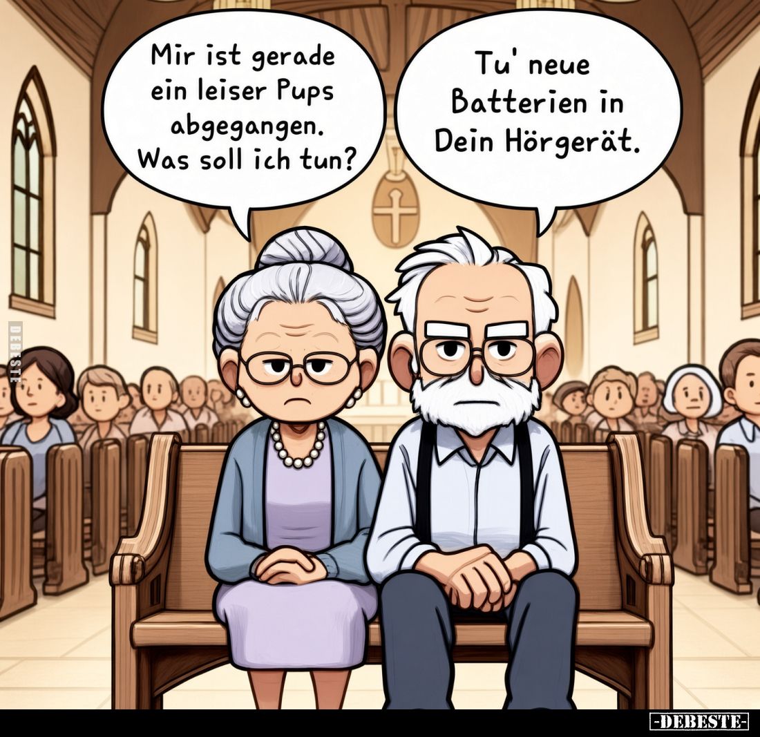 Mir ist gerade ein leiser Pups abgegangen. Was soll ich tun?
Tu' neue Batterien in Dein Hörgerät.