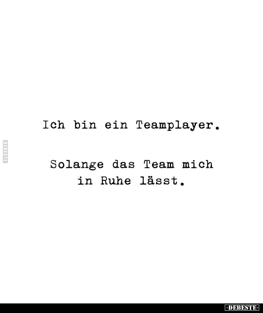 Ich bin ein Teamplayer. Solange das Team mich in Ruhe lässt.