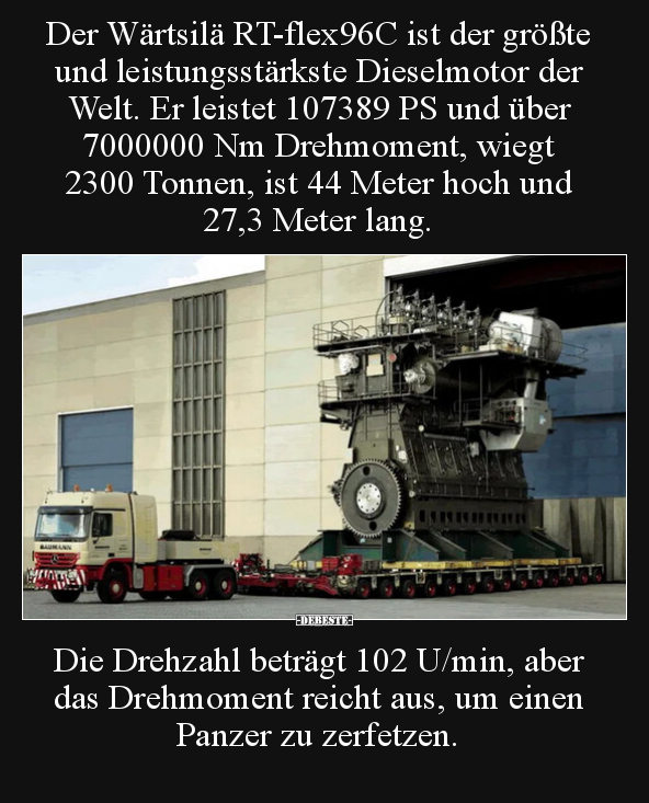 Der Wärtsilä RT-flex96C ist der größte und.. - Lustige Bilder | DEBESTE.de