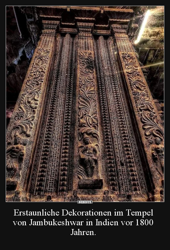 Erstaunliche Dekorationen im Tempel von Jambukeshwar in..