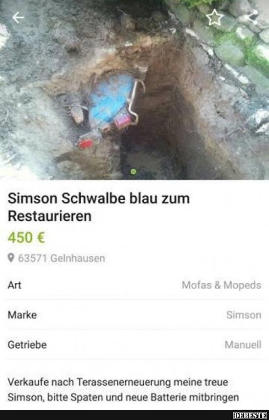 Simson Schwalbe blau zum Restaurieren.. - Lustige Bilder | DEBESTE.de
