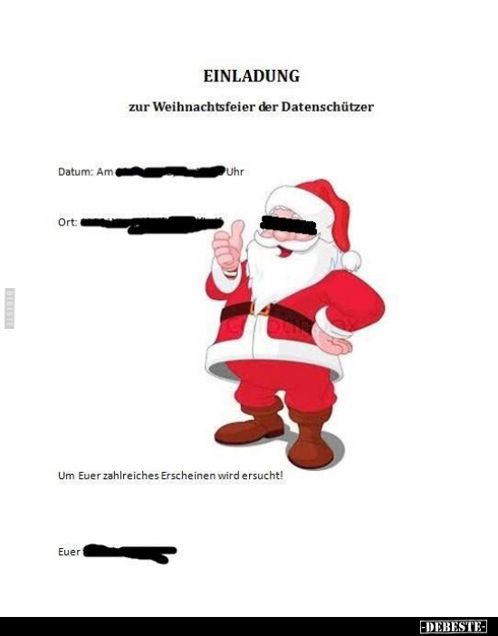 EINLADUNG zur Weihnachtsfeier der Datenschützer.. - Lustige Bilder | DEBESTE.de