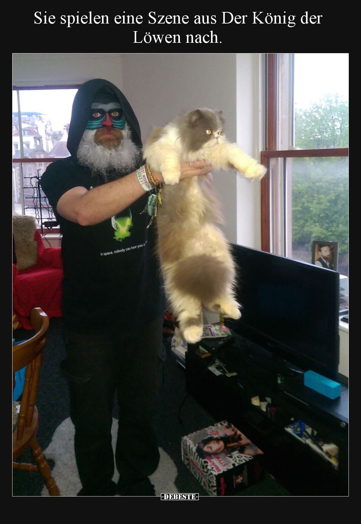 Sie spielen eine Szene aus Der König der Löwen nach.