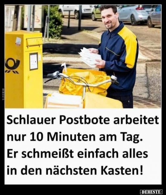 Schlauer Postbote arbeitet nur 10 Minuten am Tag.. - Lustige Bilder | DEBESTE.de