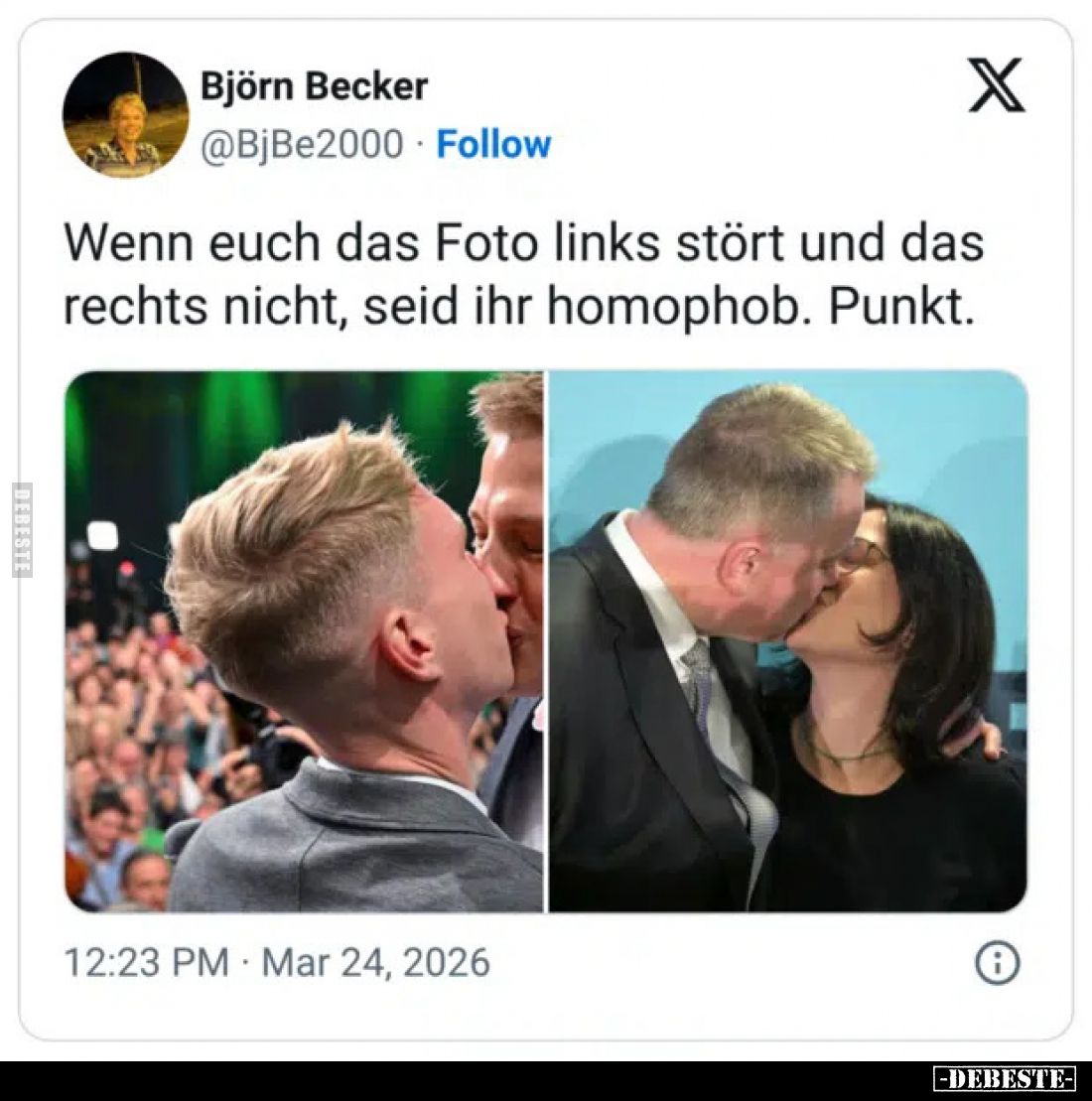 Wenn euch das Foto links stört und das rechts nicht, seid ihr homophob. Punkt.