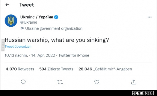 Russian warship, what are you sinking?