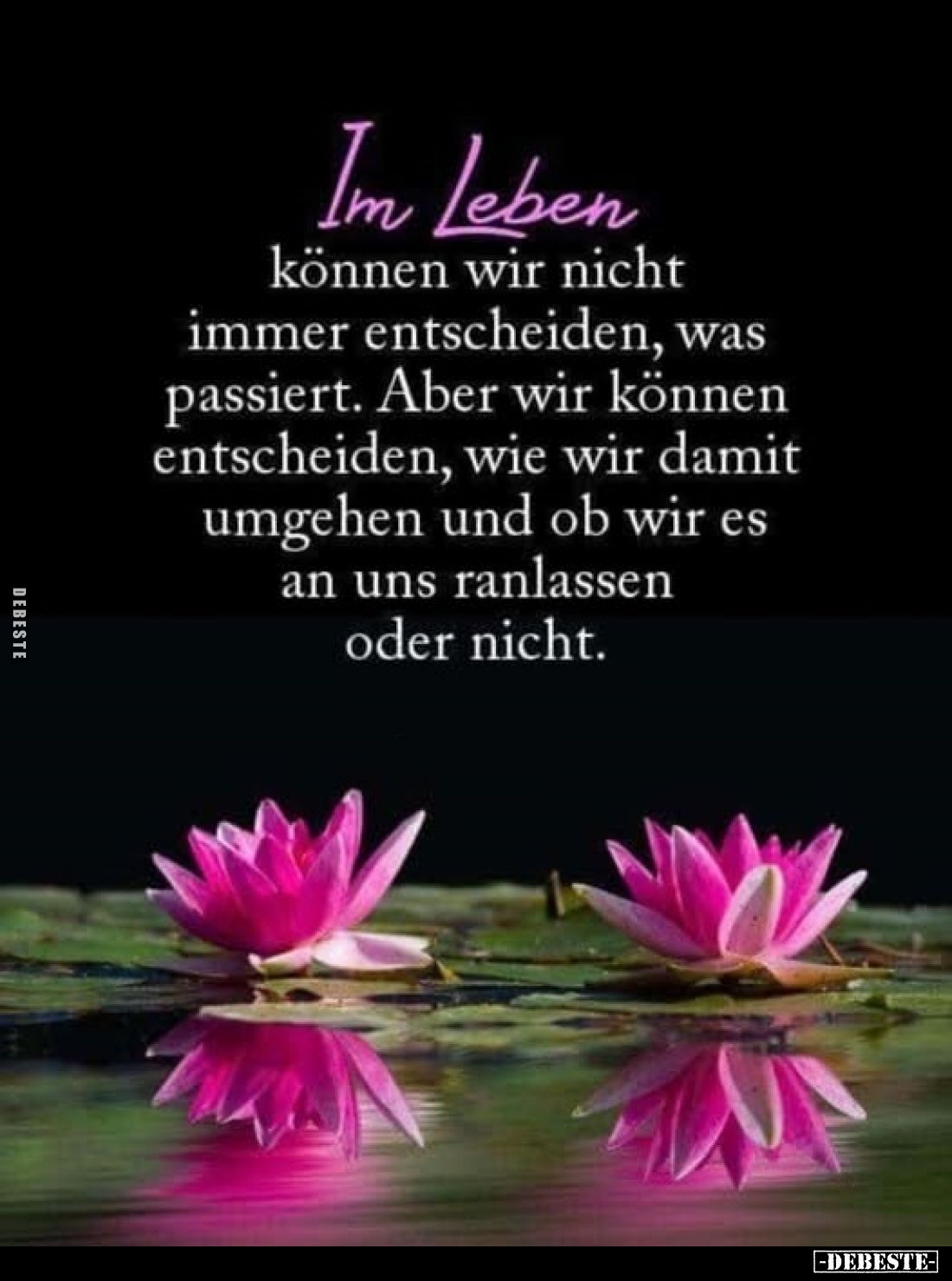 Im Leben können wir nicht immer entscheiden, was passiert. Aber wir können entscheiden, wie wir damit umgehen und ob wir es a...