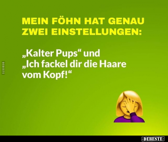 Mein Föhn hat genau zwei Einstellungen: "Kalter Pups" und.. - Lustige Bilder | DEBESTE.de