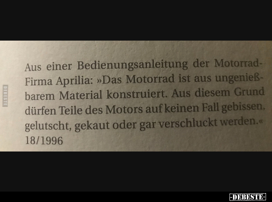 Aus einer Bedienungsanleitung der Motorrad- Firma Aprilia.. - Lustige Bilder | DEBESTE.de