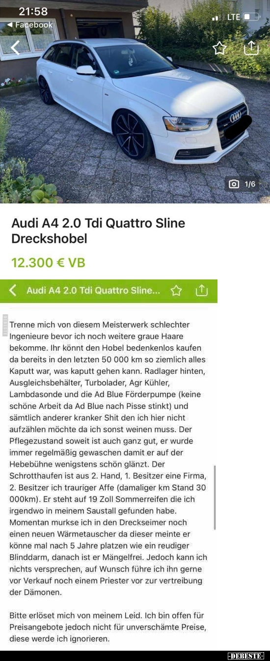 46++ Audi sprueche , Audi A4 2.0 Tdi Quattro Sline Dreckshobel.. Lustige Bilder, Sprüche, Witze, echt lustig