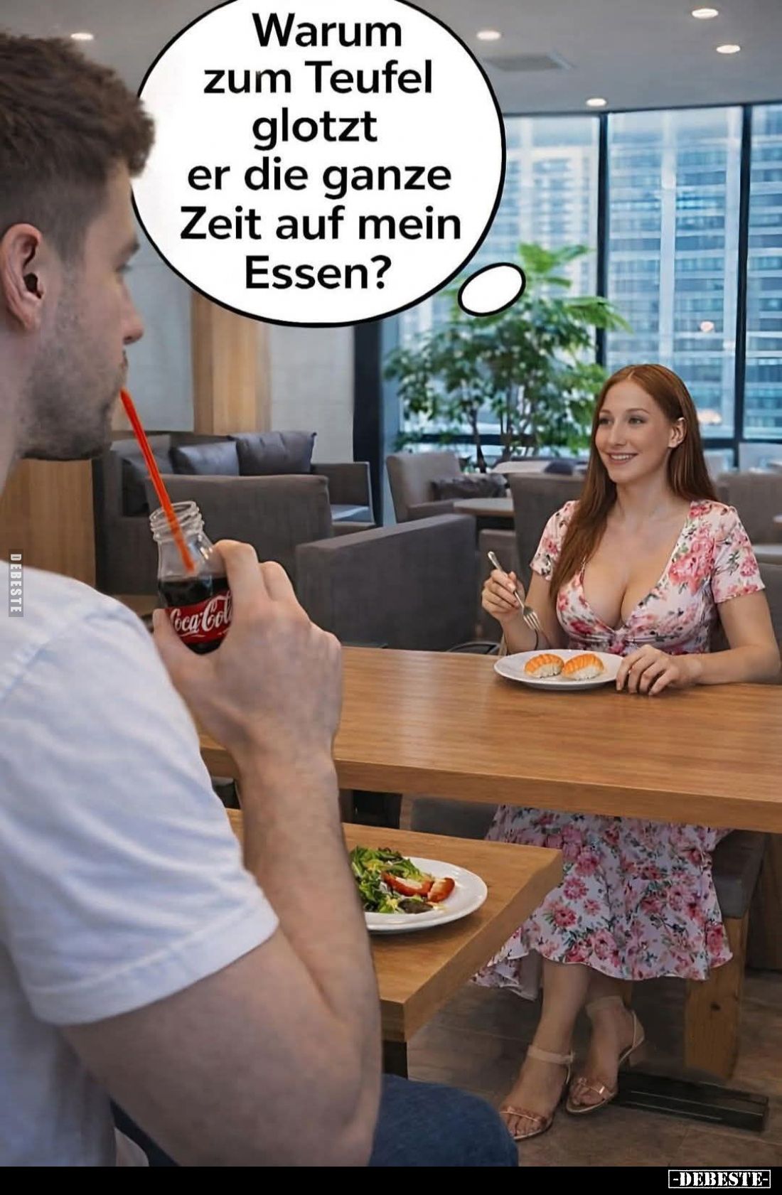 Warum zum Teufel glotzt er die ganze Zeit auf mein Essen?