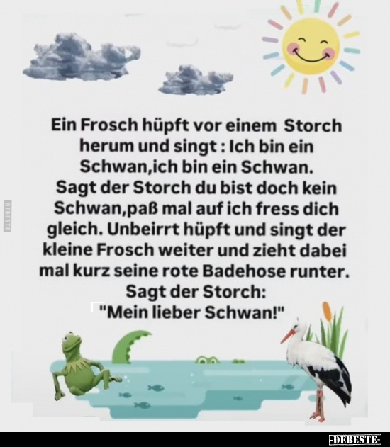 Ein Frosch hüpft vor einem Storch herum und singt.. - Lustige Bilder | DEBESTE.de