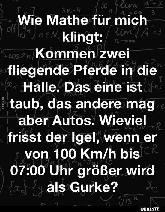 Wie Mathe für mich klingt: Kommen zwei fliegende Pferde in.. - Lustige Bilder | DEBESTE.de