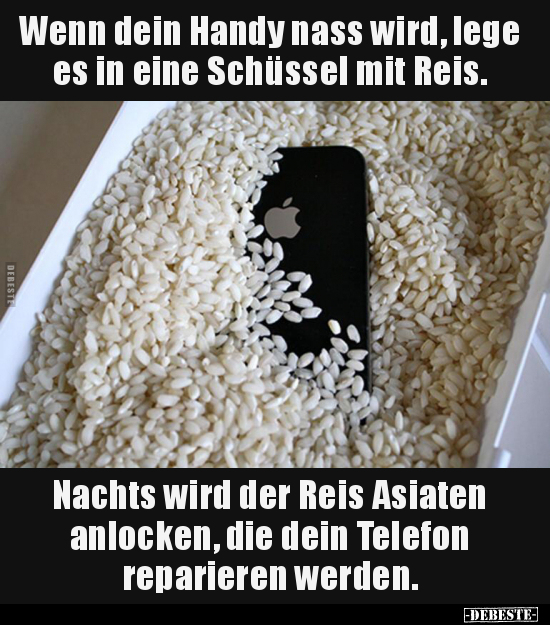 Wenn dein Handy nass wird, lege es in eine Schüssel mit.. - Lustige Bilder | DEBESTE.de
