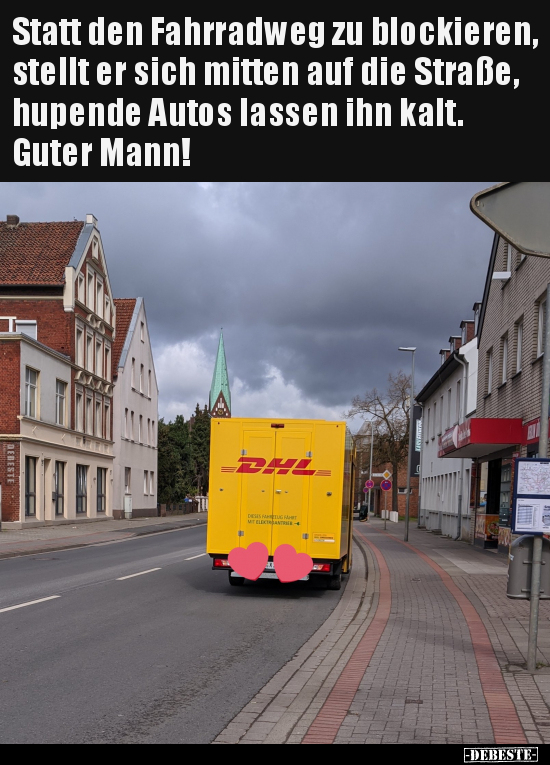Statt den Fahrradweg zu blockieren, stellt er sich mitten.. - Lustige Bilder | DEBESTE.de