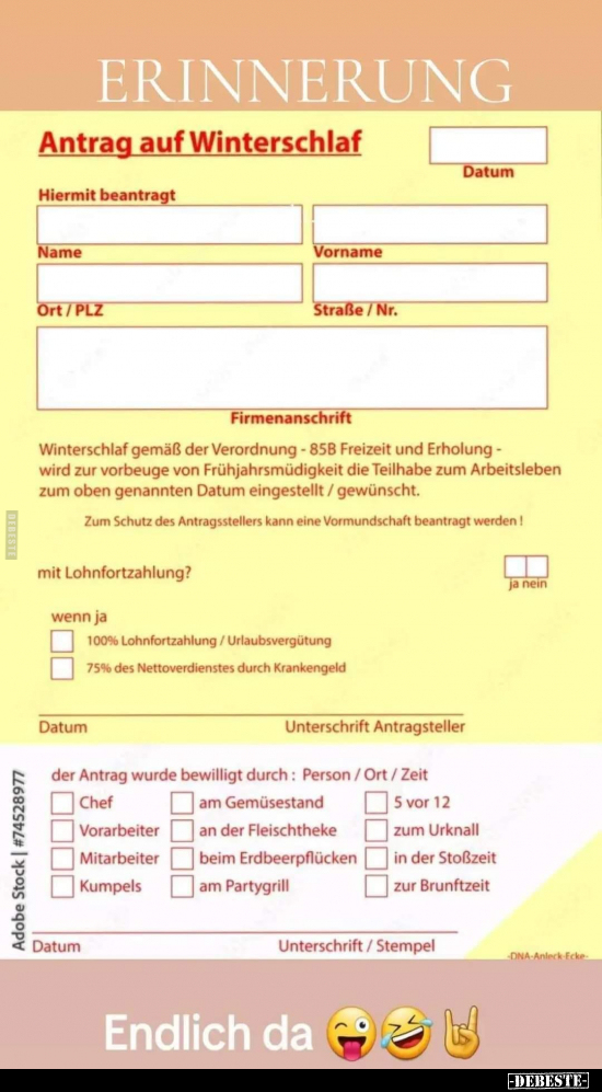 Antrag auf Winterschlaf... - Lustige Bilder | DEBESTE.de